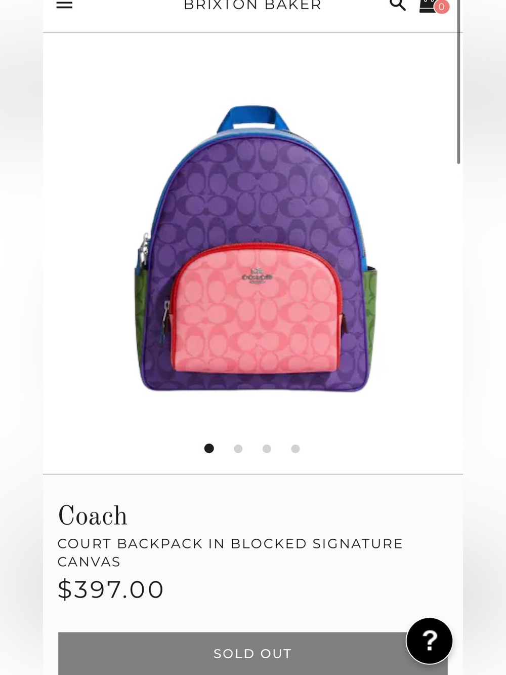 Coach Court Backpack in Blocked Signature Canvas - Picture 11 of 11